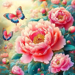 11ct 9ct Peony Embroidery DIY Printed Kits Cross Stitch Thread Needlework Sets Home Decor Crafts