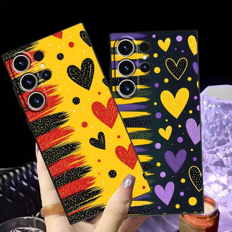 Wave-Point Love Stripe Case for Samsung Galaxy S26 Ultra S21 FE S20 Ultra S25 Plus S24 S10 S9 S23 Note 20 8 9 10 Funda Phone