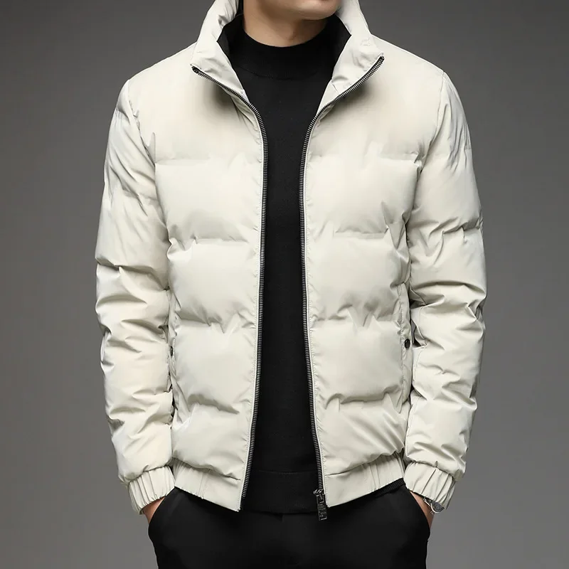 2024 men, short stand-up collar slim-fitting white duck down, light and handsome winter new down jacket.