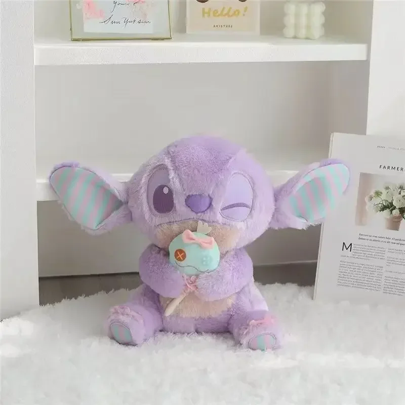 Disney-Lilo e Stitch Angel Scrump Doll, Cartoon Plush Toy, Anime fofo, companheiro de pelúcia macia, aniversário infantil e presentes de Natal