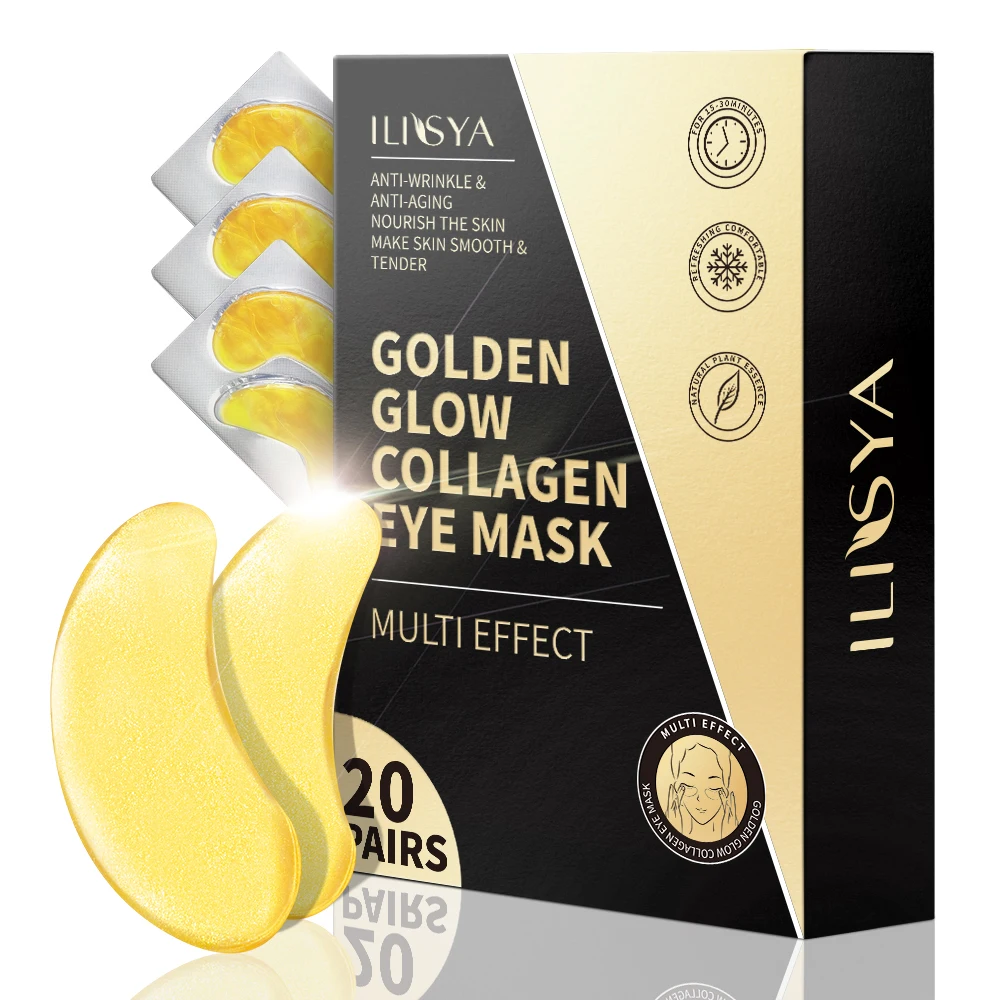 ilisya Golden Glow Collagen Eye Mask  Dark Circles Anti-Puffiness Anti-Aging Moisturizing Eyes 20Pairs