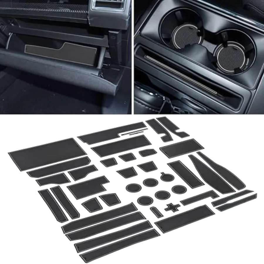 

for Ford F150 Accessories 2021 2022 2023 2024 2025 Non-Slip Anti Dust Cup Holder Insert Center Console Liner Trim Door Packet M
