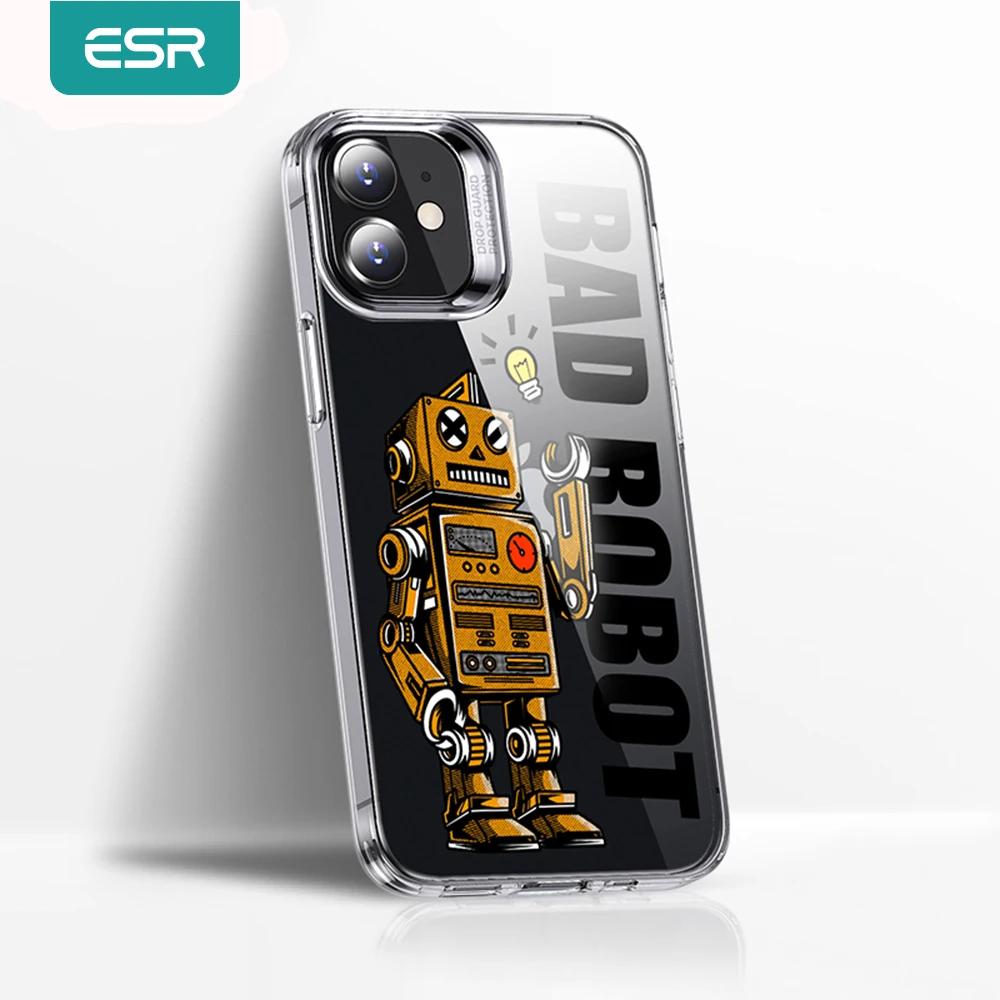 ESR for Fun Exchange Series Phone Case For iPhone 12 Case Punk Robot Graffiti Case For iPhone 12 Pro Clear Back Cover