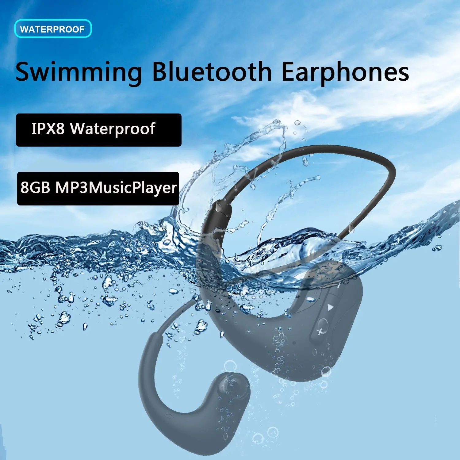 

NEW Professional Swimming Earphone 8GB MP3 Music Player Bluetooth Headphones IPX8 Waterproof Underwater HD Sound Sports Earbuds