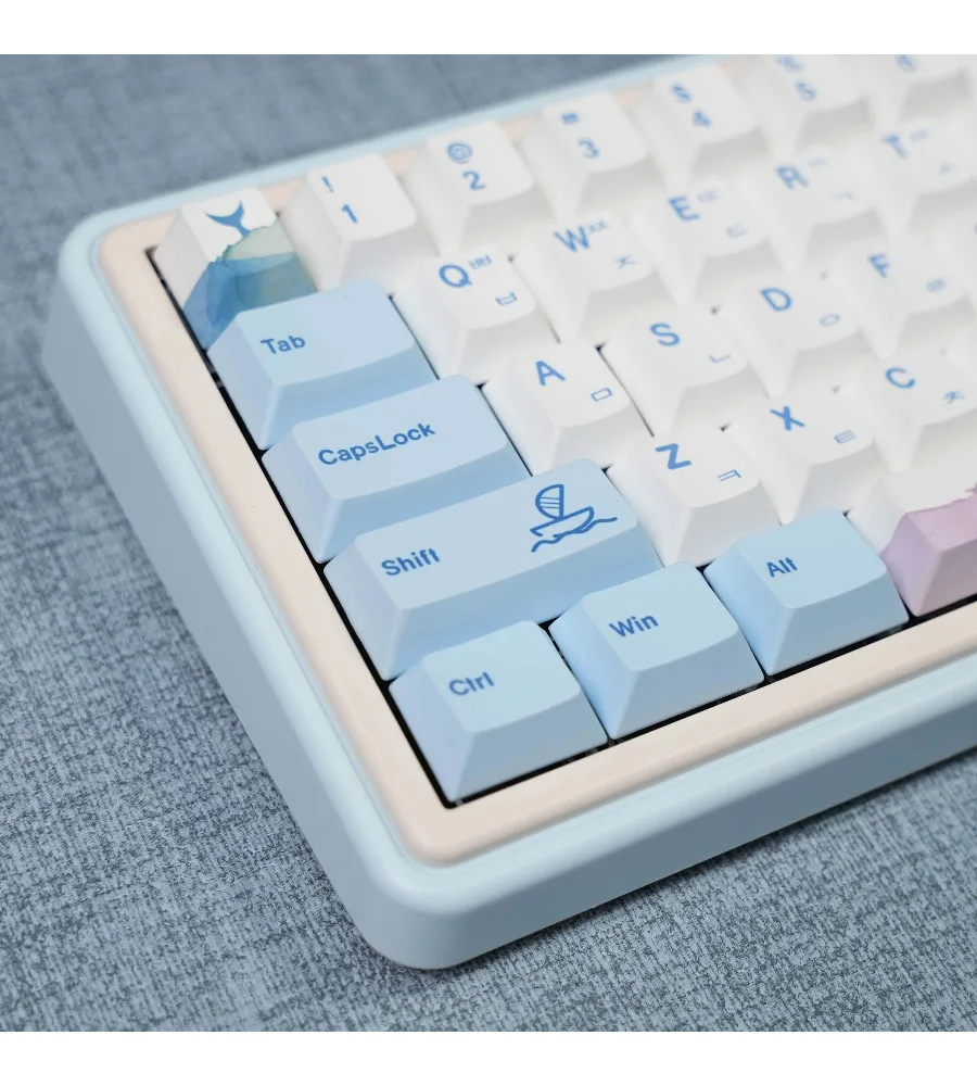 The sublimation process is highly compatible with the Korean layout PBT layout of Seasonic keycaps like Alice 61 and 67
