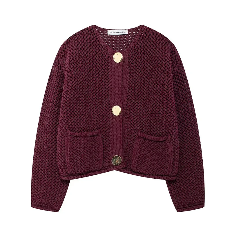 

2024 New Women's Fashion Temperament Joker Simple Cardigan Comfortable Warm Wolid Color Pocket Single-Breasted Long-Sleeved Coat