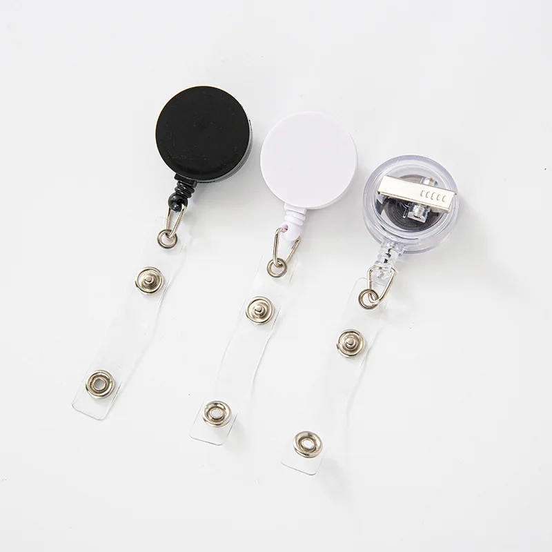 Hot Sales 1 Piece ABS Black White Transparent Retractable Nurse Badge Reel Doctor Office Name ID Card Holder Alligator Clip