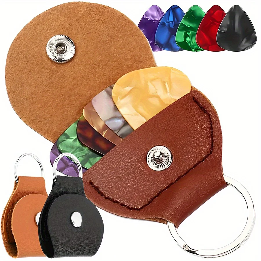 2 Colors Foldable Guitar Pick Storage Bag with 3pcs SLL Picks Portable Pick Pouch String Instrument Accessories DDJ