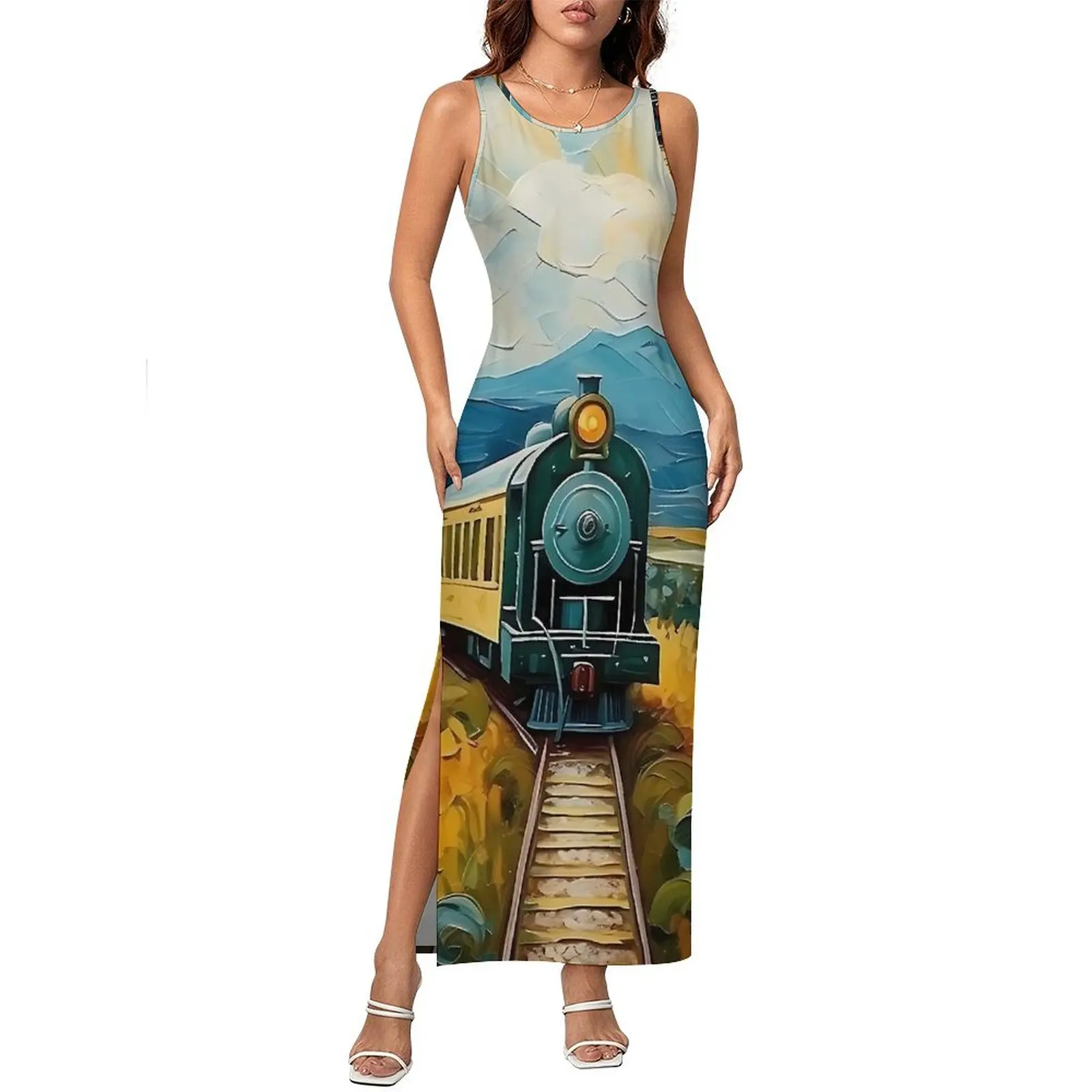 Van Gogh Painting Art Dress Sleeveless  Club Party Maxi Dresses Summer Street Fashion Custom Bodycon Dress 2XL 3XL 4XL