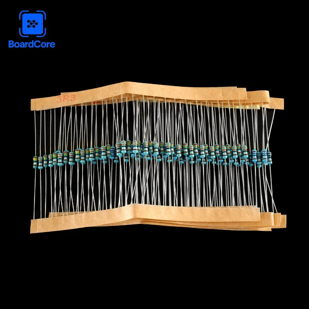 120PCS Resistor Film Logam 1/4W 1% Ohm Kit Resistansi 2ohm 2.2ohm 2.4ohm 2.7ohm 3ohm 3.3ohm Set Resistor Perbaikan Airbag Mobil