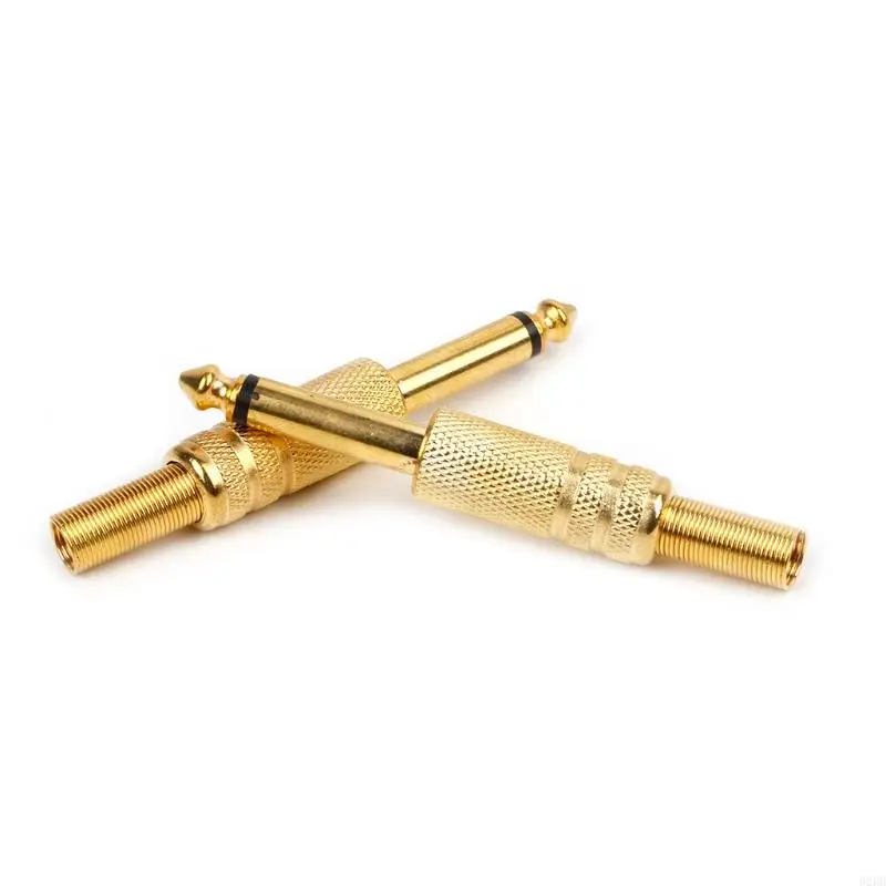 02DD 10 Pcs Gold Plated 6.35mm Male 1/4 Mono Jack Plug o Connector Soldering