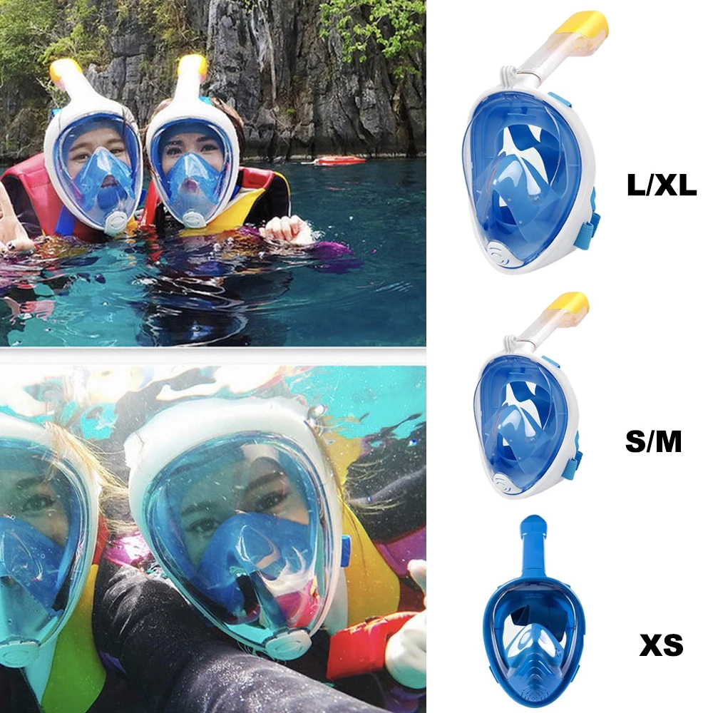 

Full Face Snorkeling Mask, Underwater kid Men Women Snorkeling Swimming Mask Set, Anti Fog Diving Mask for Gopro Camera