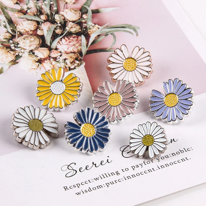 25mm Small Daisy-Shaped Buttons Sun Flower Buttons Resin Metarl Button For Clothing Coat Sweater Accessories DIY