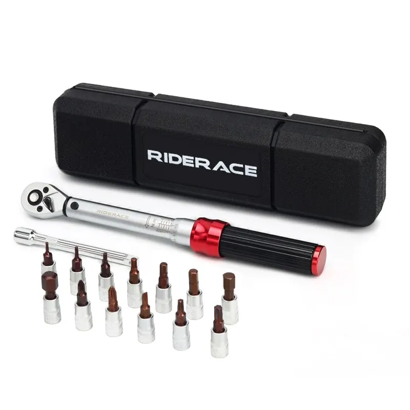 Riderace Fiets Momentsleutel Set 15 Stuks 1/4 "2-24nm Dual Direction Bike Allen Sleutel Dopsleutel Pro Motorfiets Reparatieset