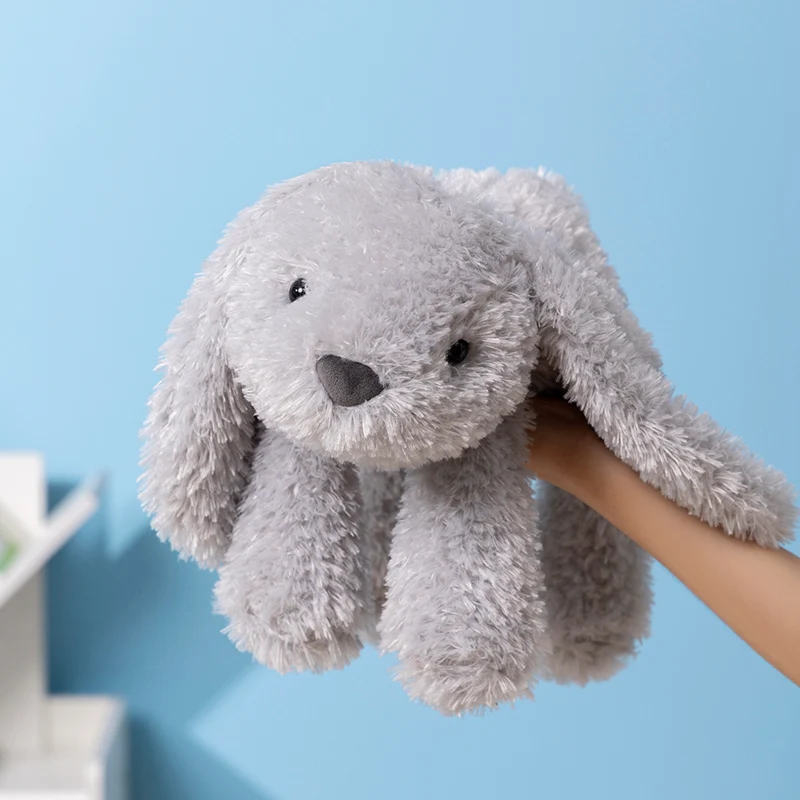 Lapin en peluche Kawaii de dessin animé pour cadeau d'anniversaire de fille, oreiller en peluche, super doux, blanc et gris, 35-70cm, haute qualité