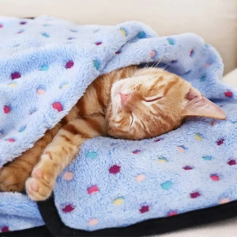 Ultra-Soft Pet Bed Blanket Cute Dot Pattern Breathable Pet Pad Cozy Warm Machine Washable Dog Blanket for Small Large Dogs