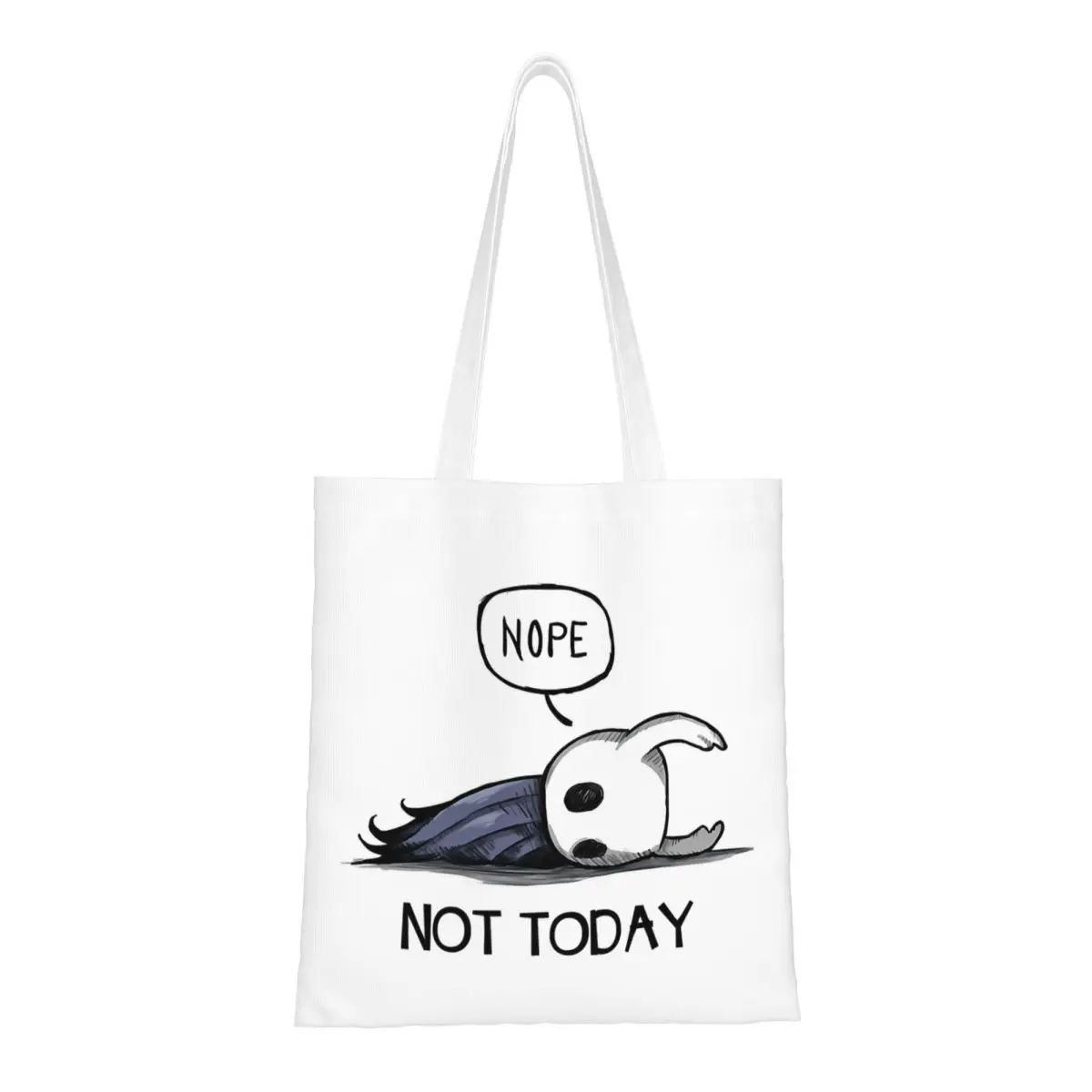 

Hollow Knight Nope Not Today Canvas Tote Bag Trendy Large Capacity Shopping Bag for Unisex School Bags