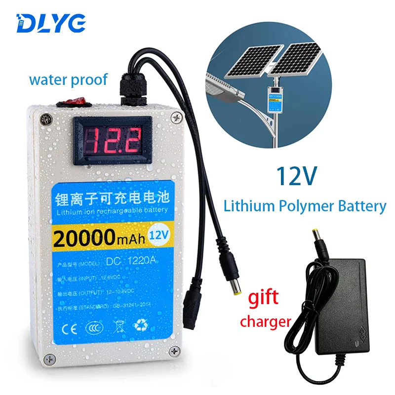 12V Outdoor Power Bank Polymer Rechargeable Li-ion Battery Pack 30AH High Current,for LED Solar Light 4G Camera Car Power Supply