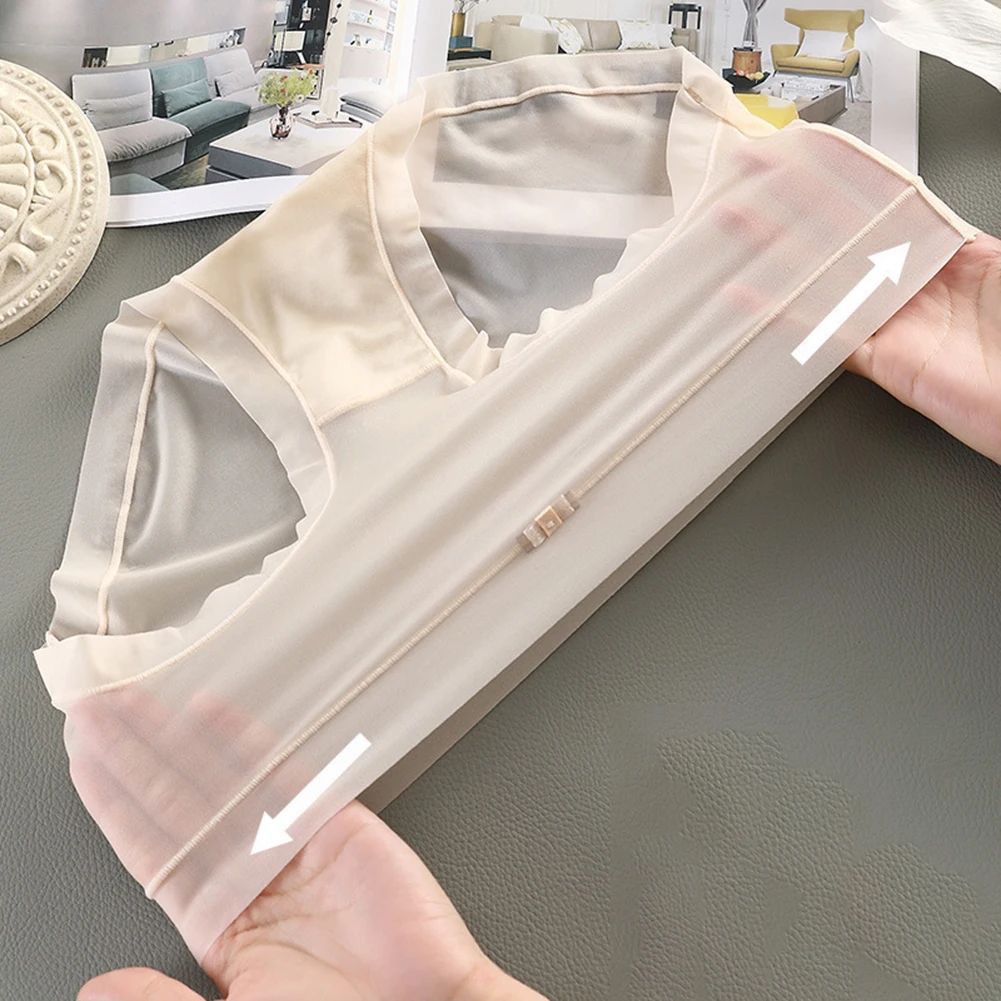 الصيف ملابس داخلية خفيفة الوزن ملخصات النساء التبريد الحرير الجليد شير سلس منتصف الخصر سراويل الكلسون الإناث