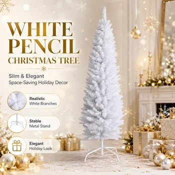 Flocked Artificial Christmas Tree Snow Flocked Christmas Trees Slim Pencil Christmas Tree…