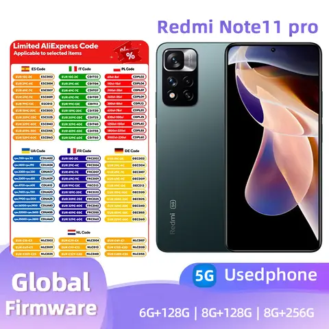 Redmi Note11pro 5G Android 6.67 inch Screen CPU MediaTek Dimensity 920 108MP Camera used phone