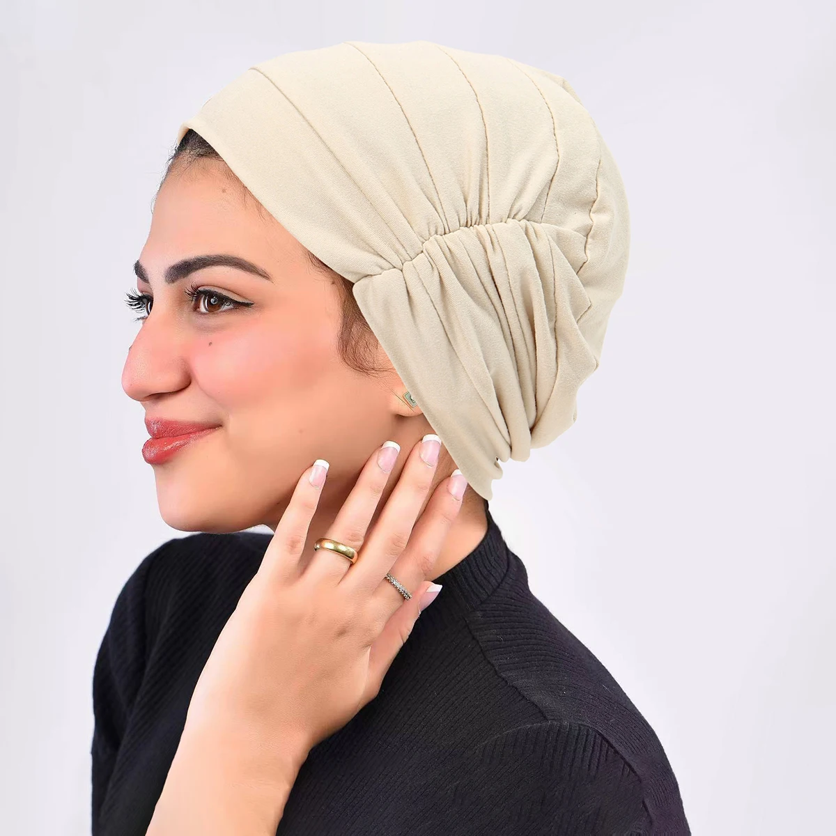 Solid Color Women Hijab Soft Strech Chemo Cap Sleep Turban Hat Liner for Cancer Hair Loss  Headwear Head Wrap Hair Accessories