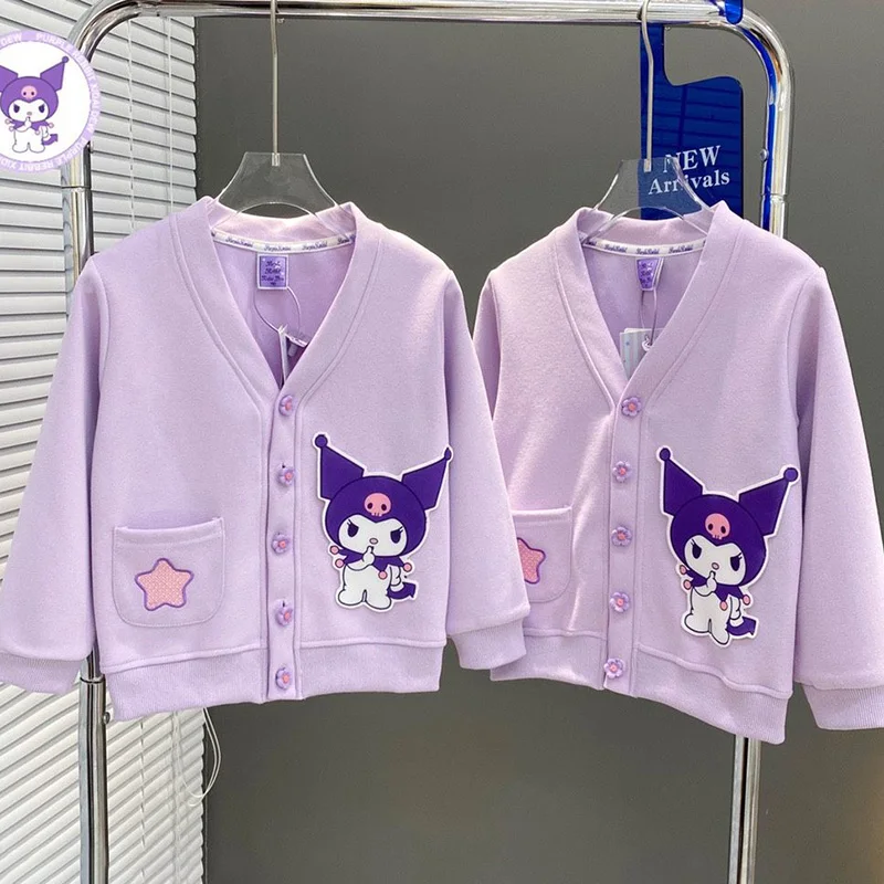 2024 New Sanrio Kuromi Cinnamoroll My Melody Kids Cartoon Top Kawaii Anime Soft Comfortable Versatile Children Cardigan Toy Gift