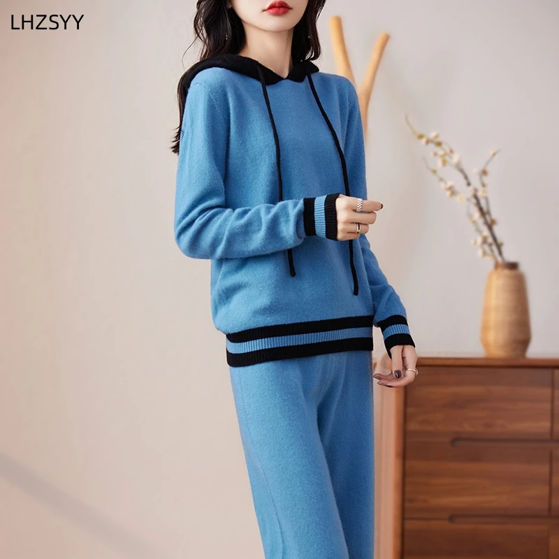 LHZSYY-Sweat à capuche assressentipour femme, pantalon large, pulls en pure laine mérinos trempés, pull en tricot adt, FjWear astronomique, 100%