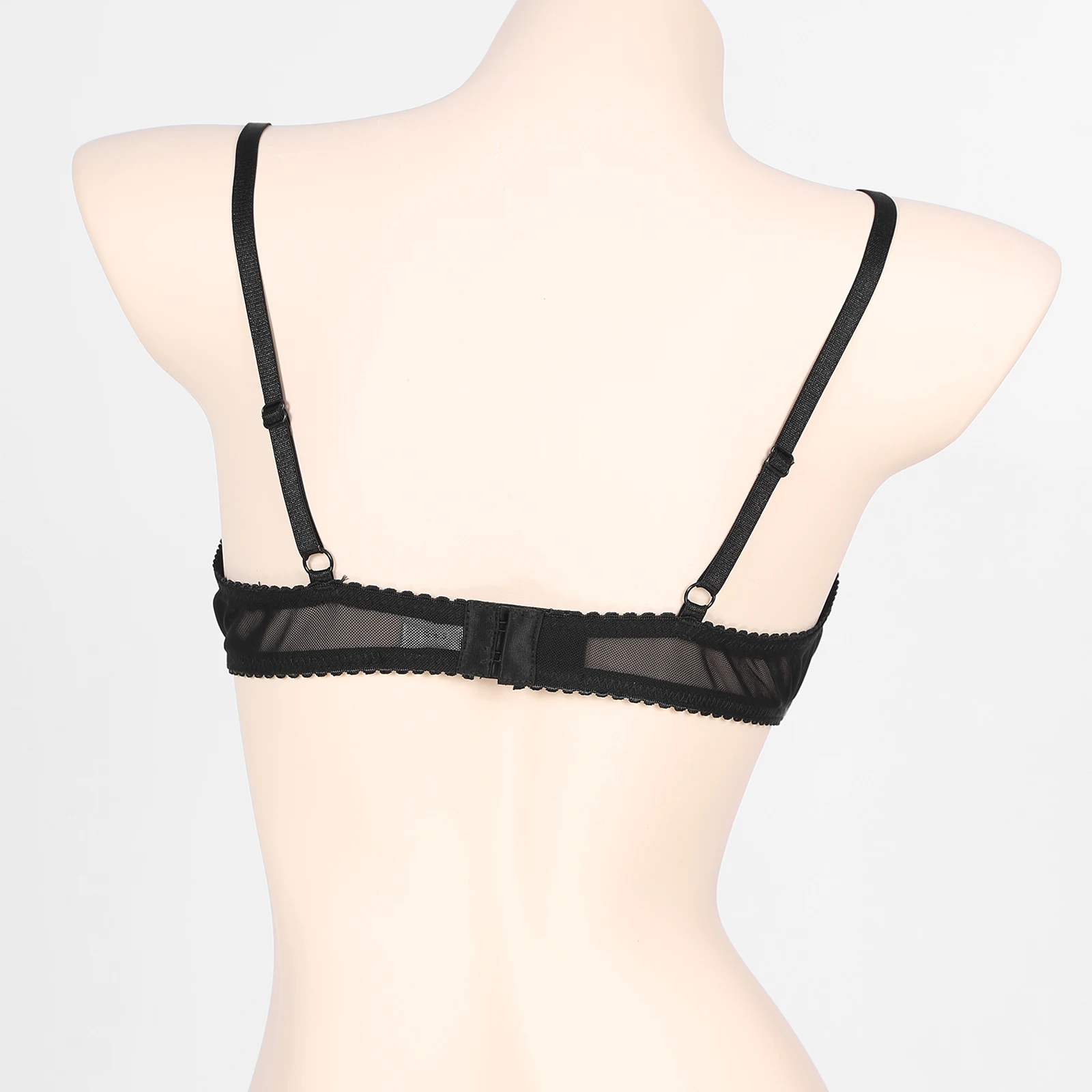Womens Lace Underwired Bra Top See Through 1/4 Cups Shelf Bra Open Cups Brassiere Exposed Nipples Bralette Lingerie Underwear