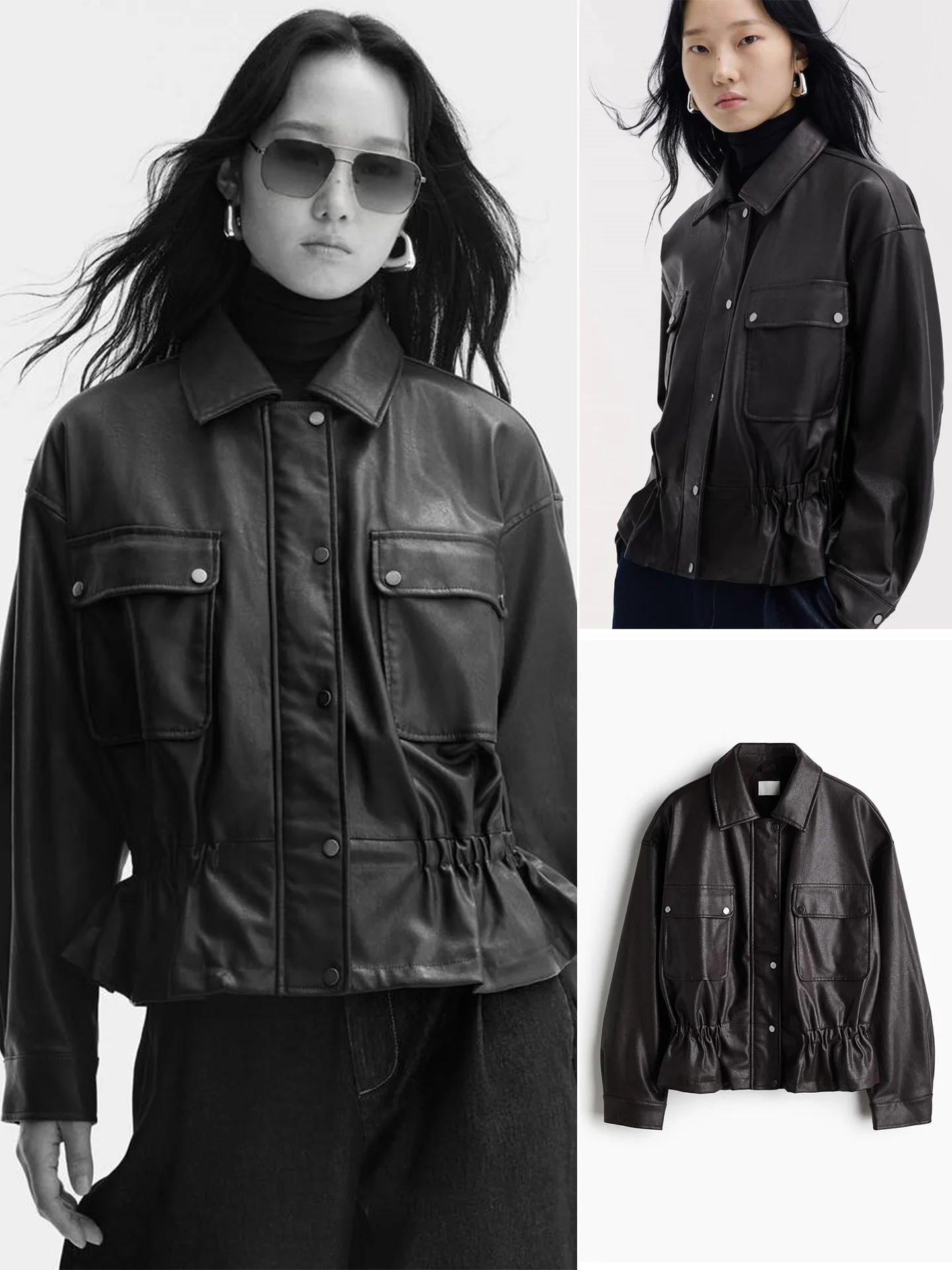 Fall New Women's Commute Style Long Sleeve Bell Bottom Skirt Short Jacket Turn-down Collar Shoulder Drop Polyester Fiber
