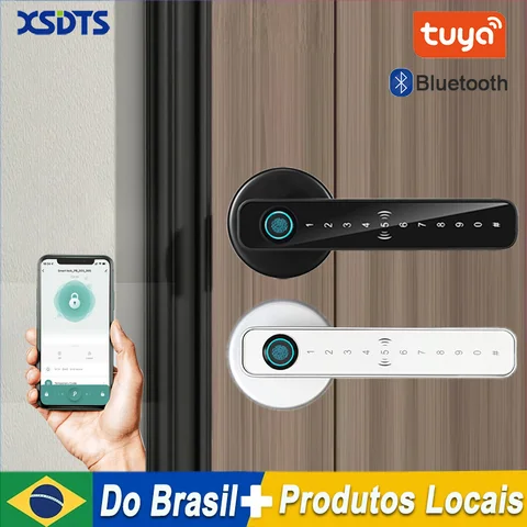 Fechadura Inteligente XSDTS com Maçaneta, Impressão Digital, Cartão, Teclado e Entrada por Chave Eletrônica – Envio para o Brasil sem Taxas