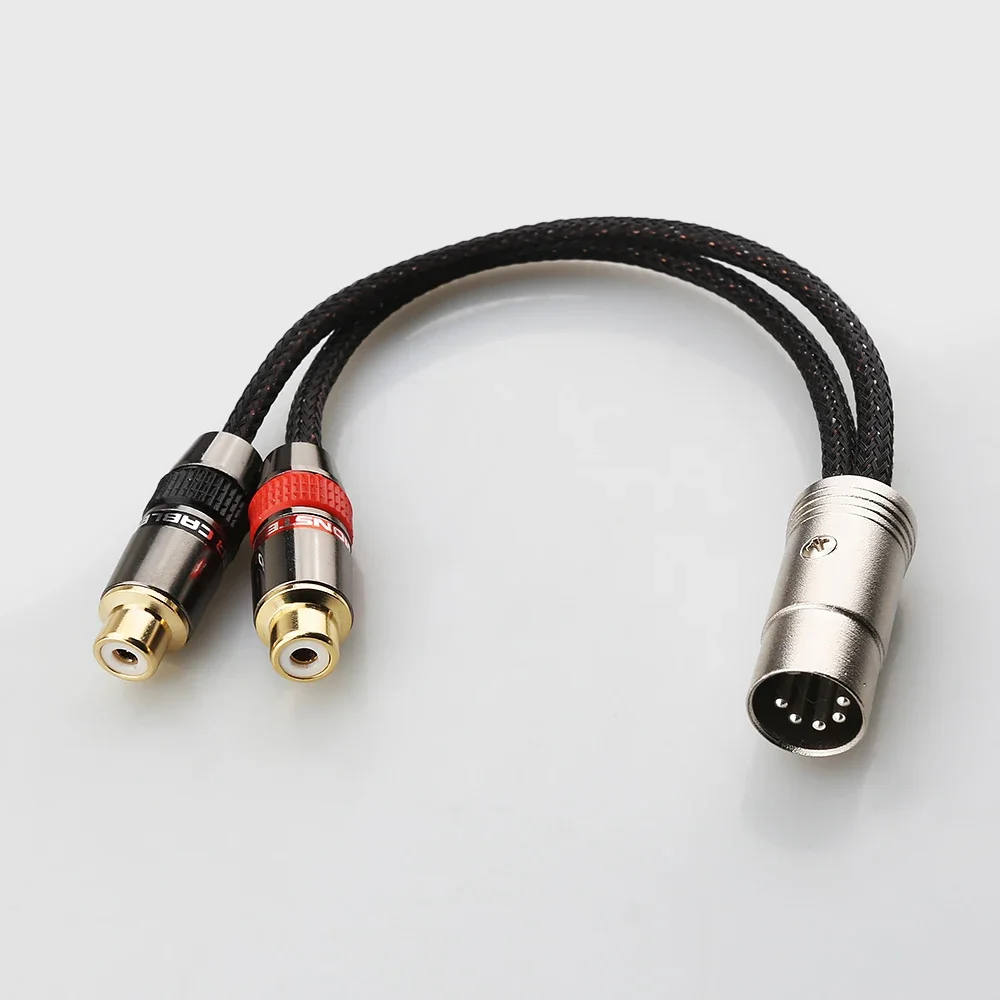 HiFi 5 PIN DIN ذكر إلى 2 RCA أنثى محول كابل محول لفرقة الإلكترونية