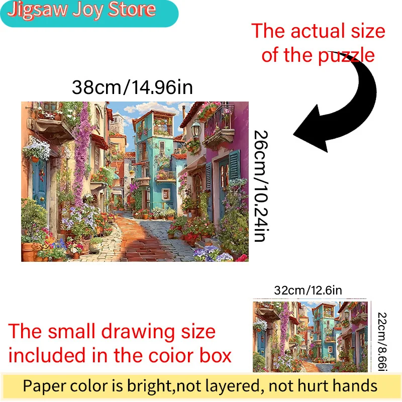 A Box of A Adult Mini Jigsaw Puzzle Featuring a European Alleyway Design - Scratch-resistant, High Difficulty, Suitable for Ad