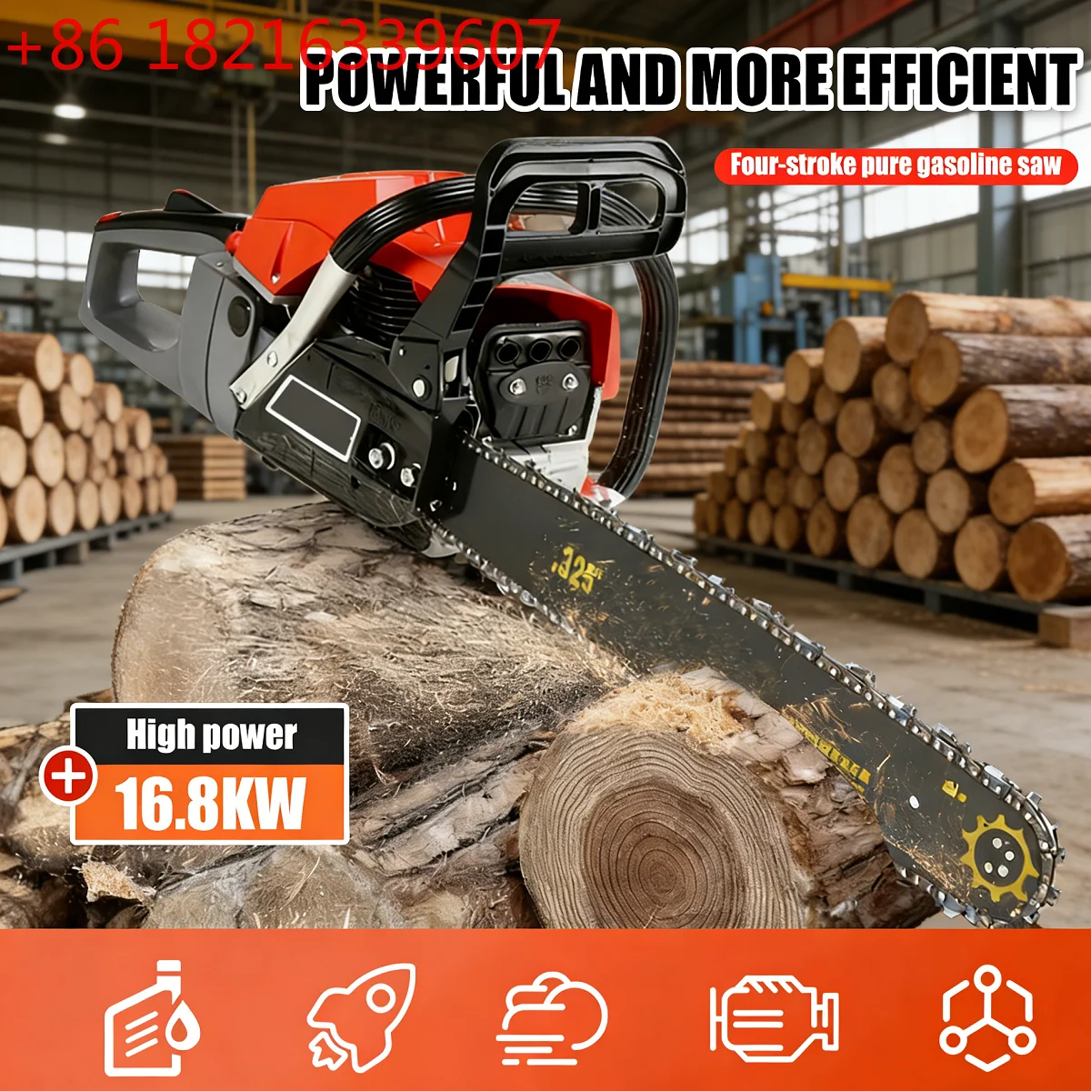 TAO High Power 16800W Chainsaw 4 Stroke Petrol Wood Cutting Saw Handheld Felling Saw Tree Chainsaw for Forestry and Firewood