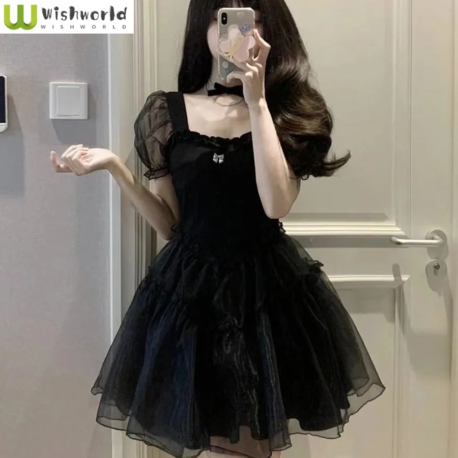 

Bubble Black Dress, Spring and Summer French High-end Hepburn New Style Temperament Fluffy Princess Dress