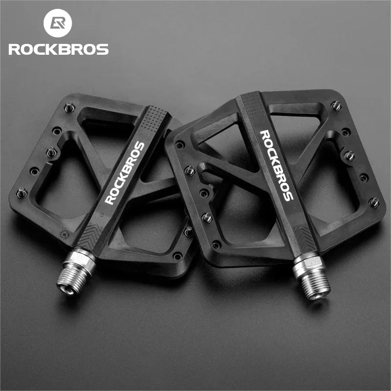 

ROCKBROS Nylon Bicycle Pedals DU Bearing Flat Bike Pedal Waterproof Widen Ultralight MTB Road Platform Pedals Cyclling Parts