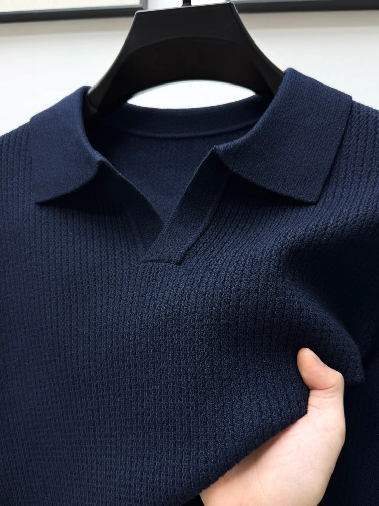 

Мужской свитер премиум-класса с V-образным вырезом, осенне-зимний, вязаный, однотонный, повседневный, модный, свободного кроя, из смесовой шерсти, с длинным рукавом