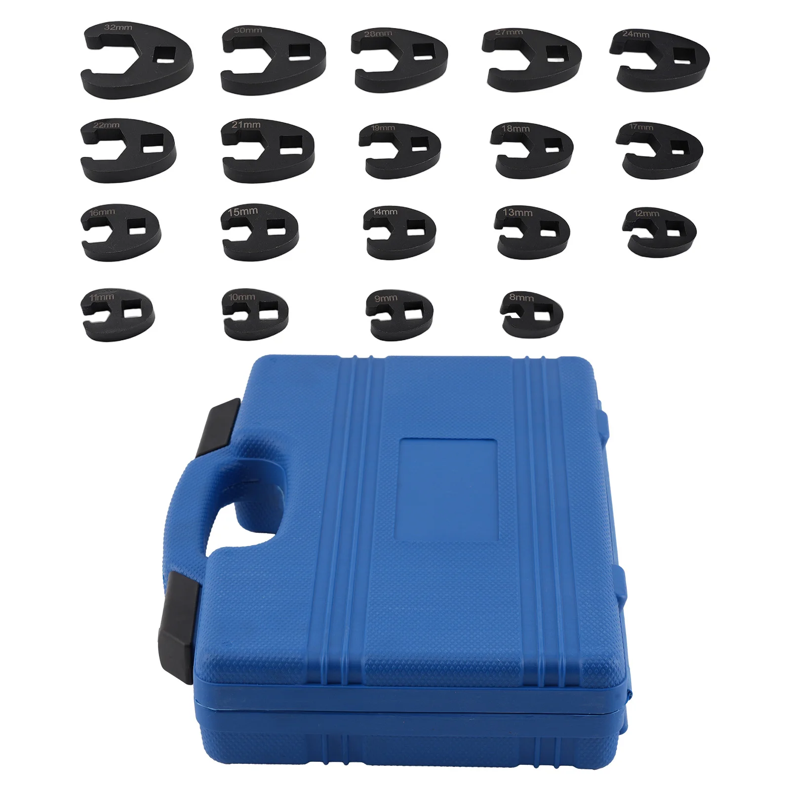 

19 Piece Heavy Duty Chrome Steel Crowfoot Wrench Set 8-32mm Metric Tool Kit