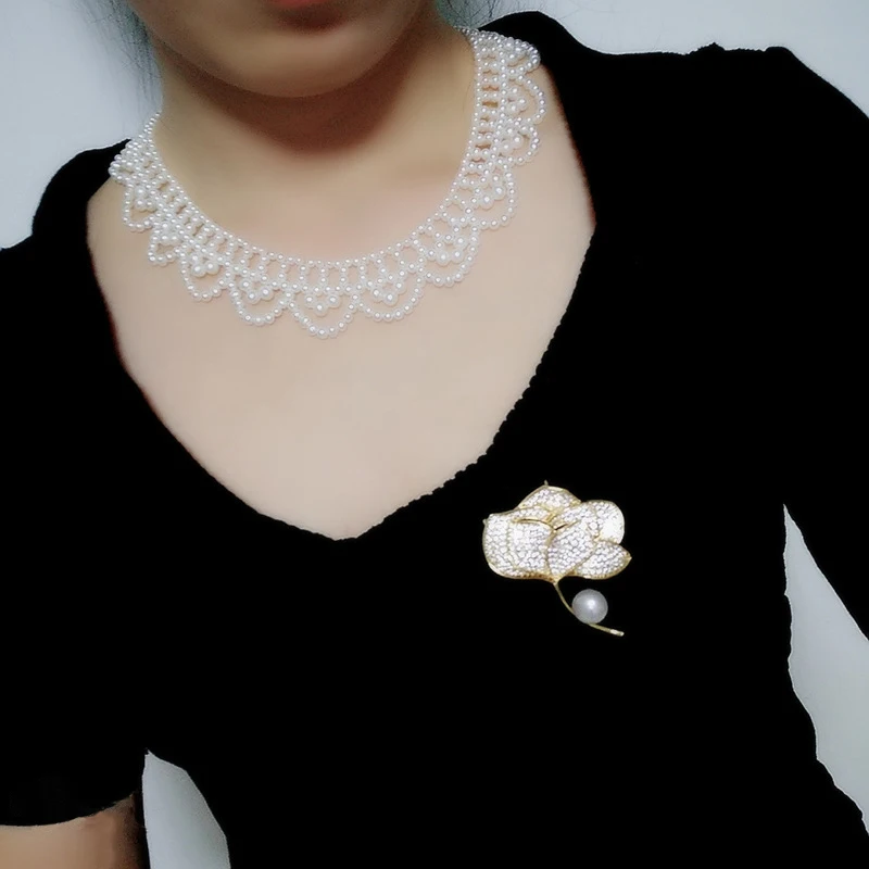 

New Imitation Pearl Fake Collars Detachable Blouse Fake Collar Choker Necklace Elegant Female Party Dress Fake Collar