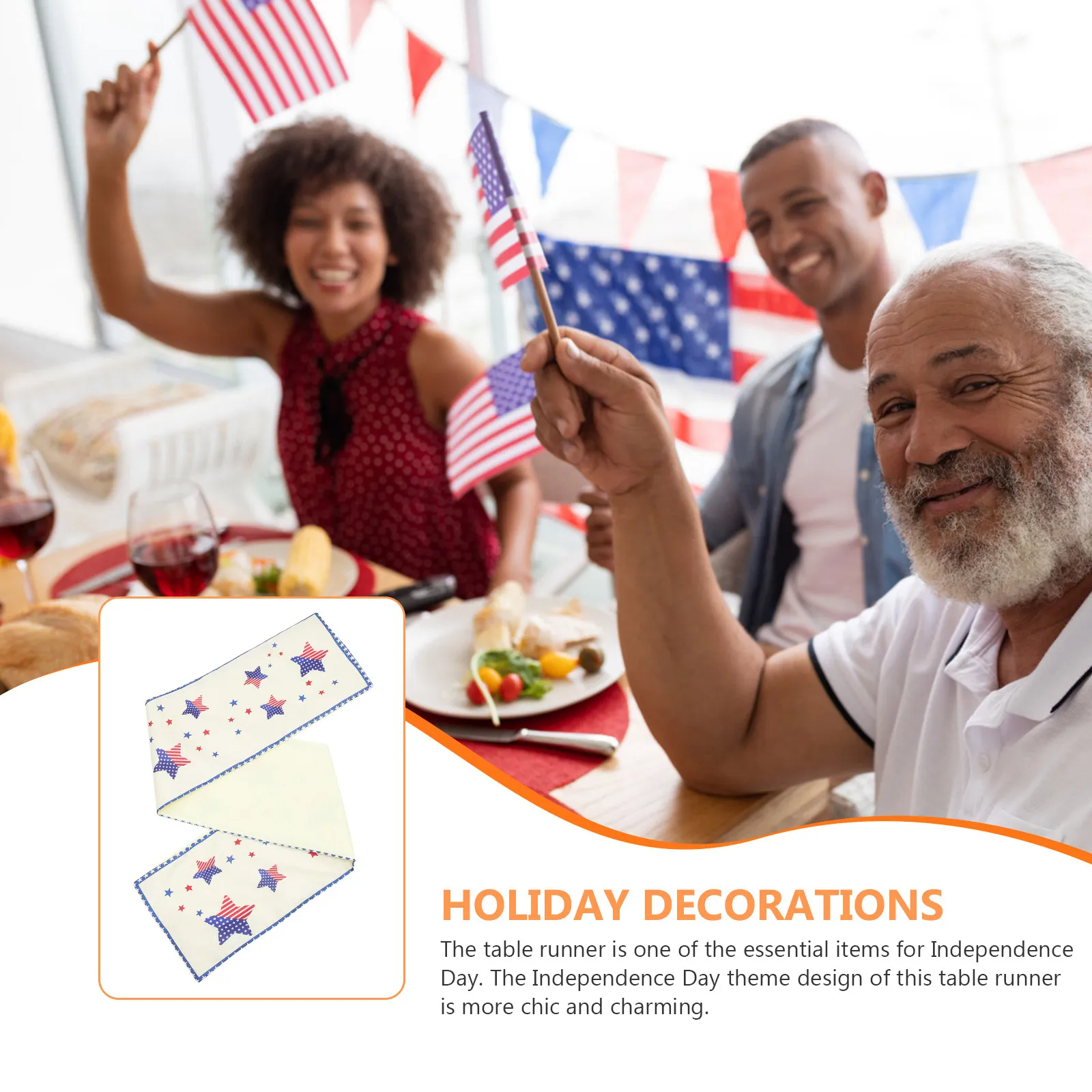 Fourth of July Table Runner Independence Day Patriotic Decorations Festival Tablecloth July 4Th Home Banquet Holiday Table