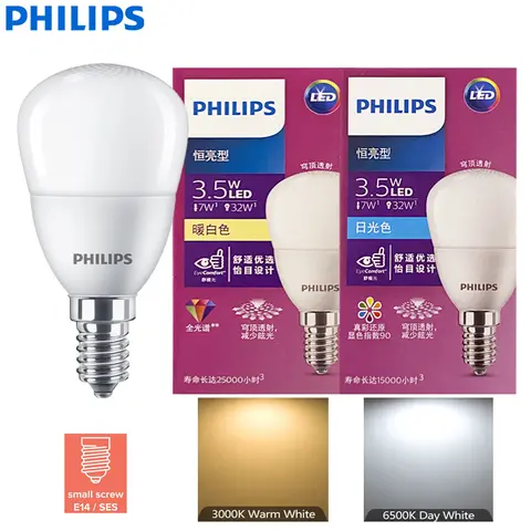 Philips LED E14 Edison Screw P45 Golf Bulb 3.5W (=32W Incandescent) MyCare 3000K 6500K White 220V-240V Small LED Indoor Lamp