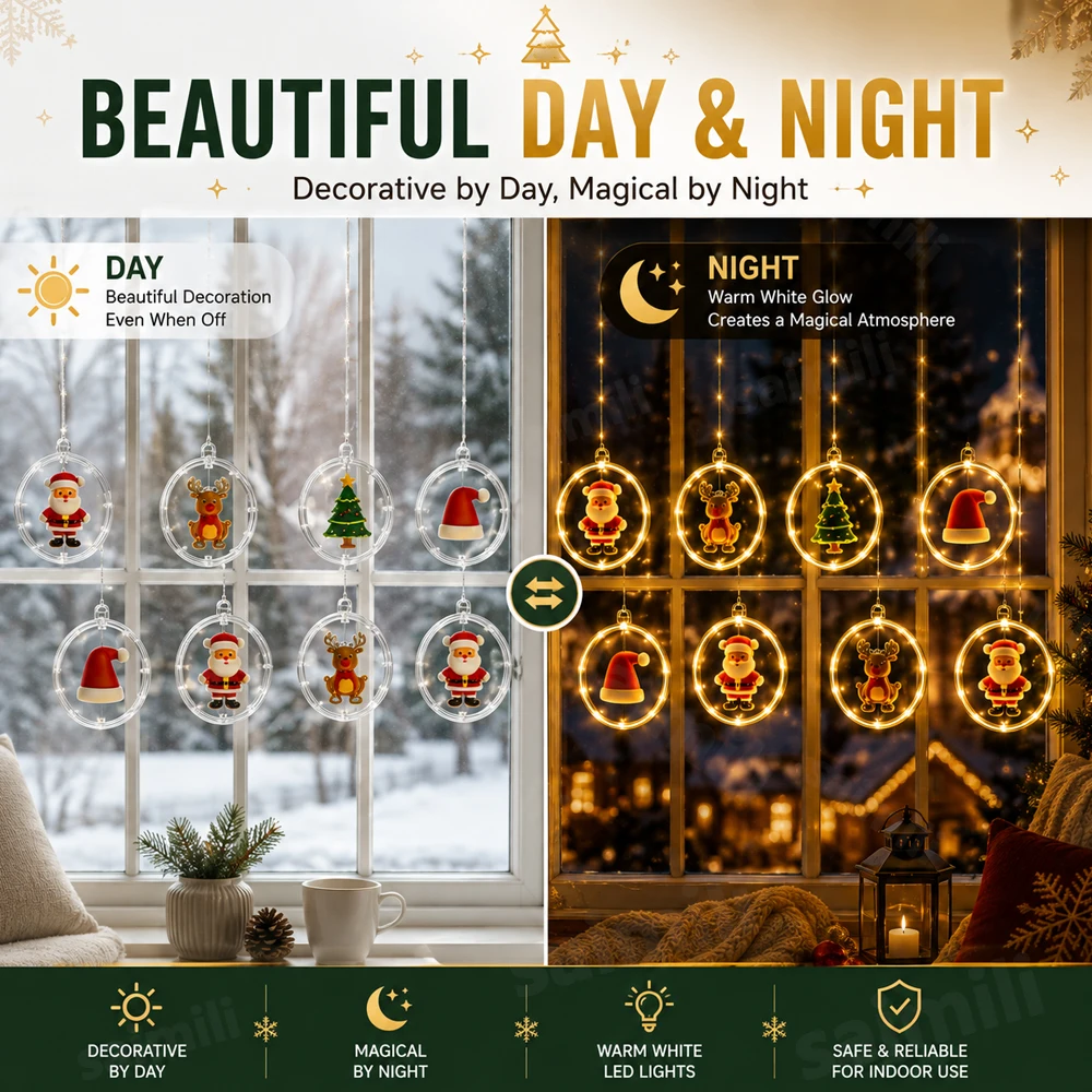Christmas Hanging Curtain Ring Light 3.5M 10 Rings 100 LEDs USB Wireless Remote 8 Modes Memory Function For Home Gathering Decor