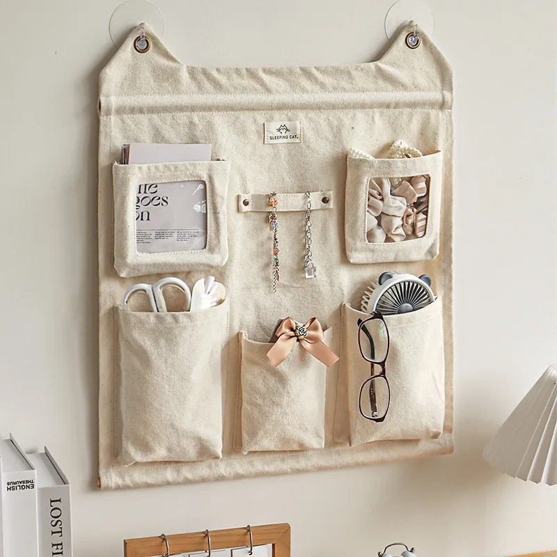 Cotton Road Thickened Canvas Children's Door Wall-mounted Cartoon Storage Bag Entrance Glasses Jewelry Sundries Storage