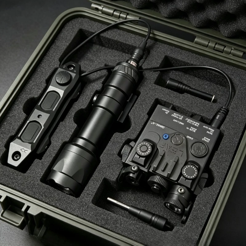 White Scout Flashlight Accessory DBAL‑A2 PEQ15 Red‑Green IR Beam Unit With 20mm Picatinny Base