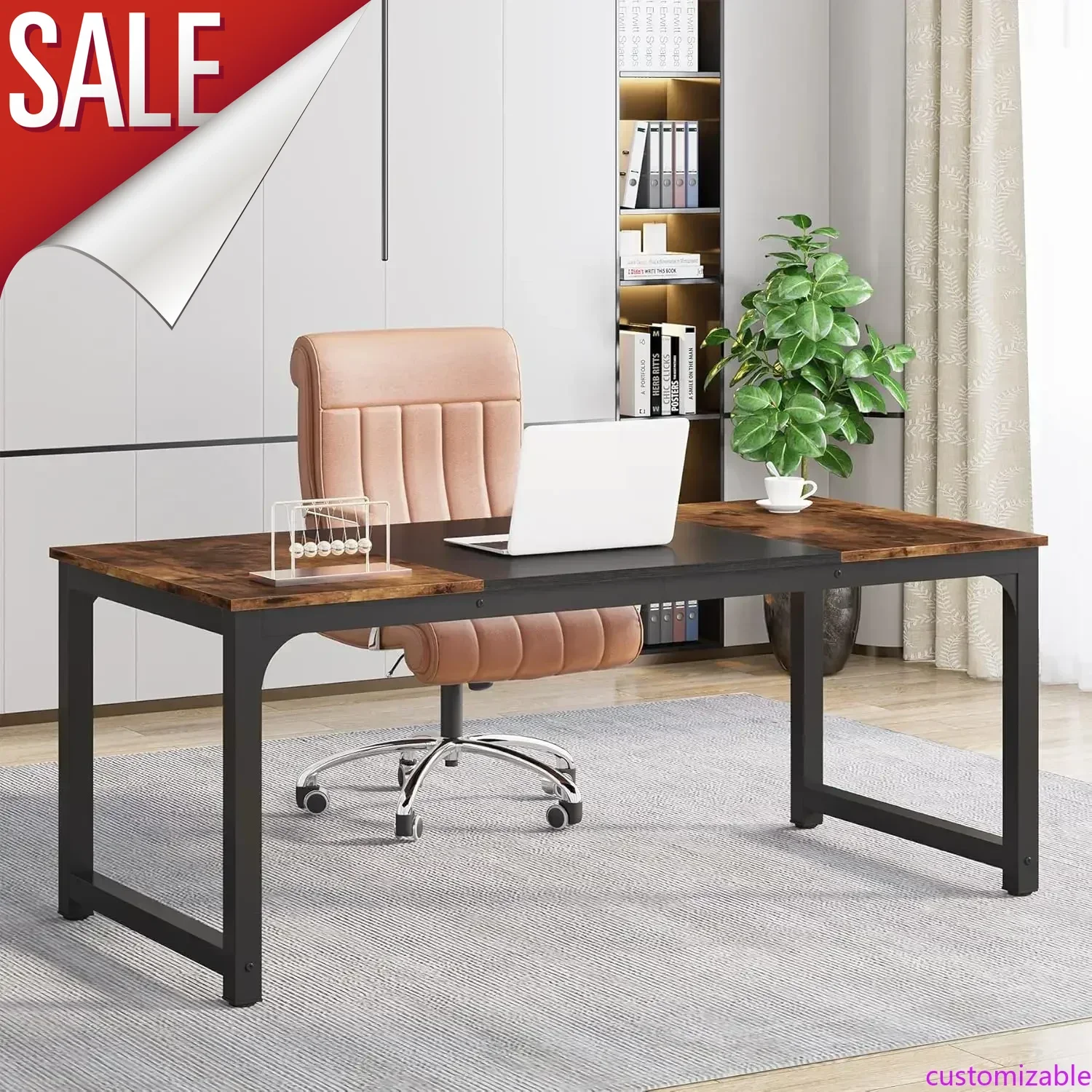 Customizable Modern Computer Desk, 63 x 31.5 inch Large Office Desk Computer Table Study Writing Desk Workstation for Home Offic