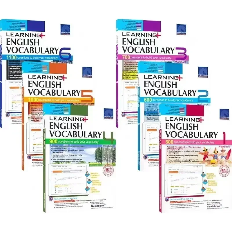 

6 Books/Set of New Edition Singapore Vocabulary English SAP Vocabulary Learning Vocabulary Homework Education for Grades 1-6Book