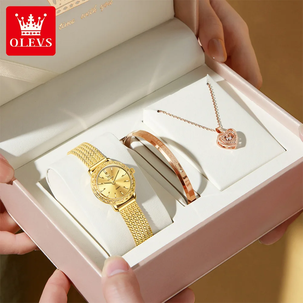 OLEVS 5643 New Women Watches Simple Elegant Quartz Wristwatch Waterproof Watches For Woman Set Bracelet Watch Original Reloj