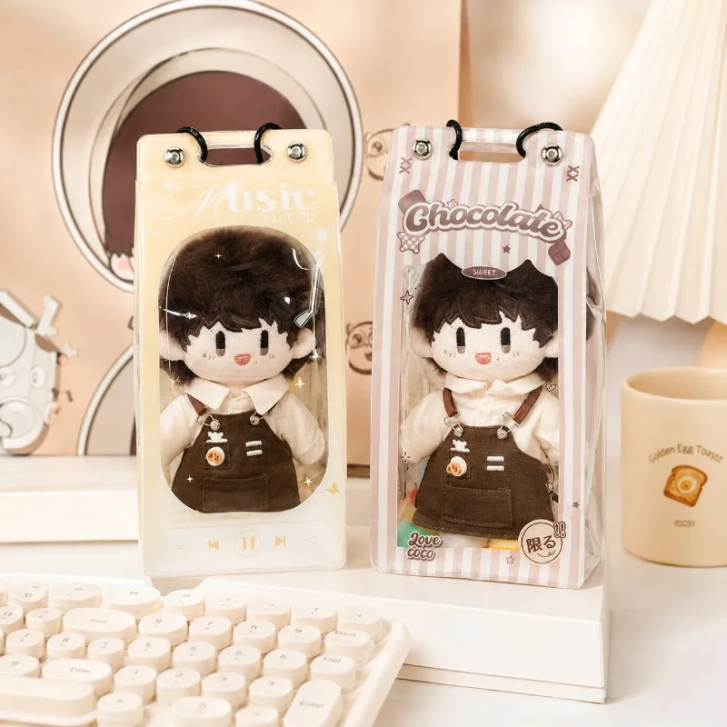 Kawaii Milk Carton Shape Clear PVC Doll Display Bag Transparent Ita Pouch for 10cm 15cm Cotton Dolls Outdoor Collection Storage