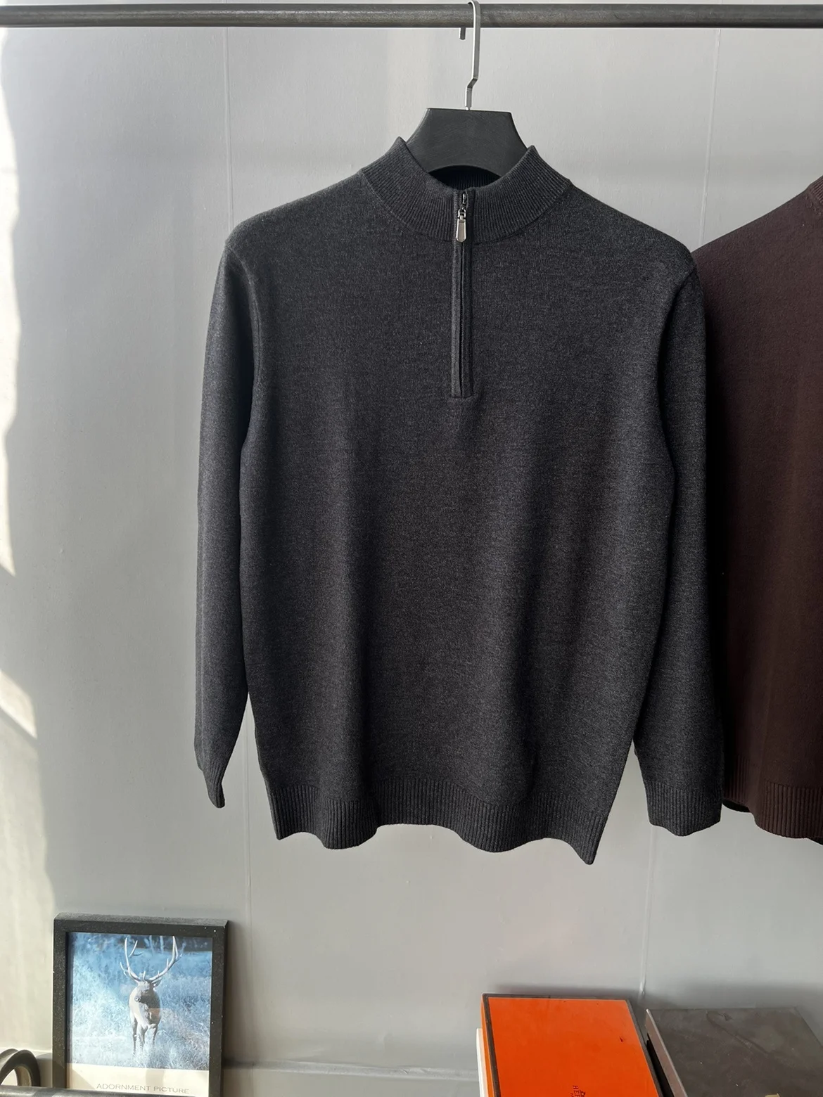 

Soft Comfortable Men's Knitted Sweater f Zipper Ry Fiber Fabric Stand Collar Thi Winter Busin Casual Faion Ci