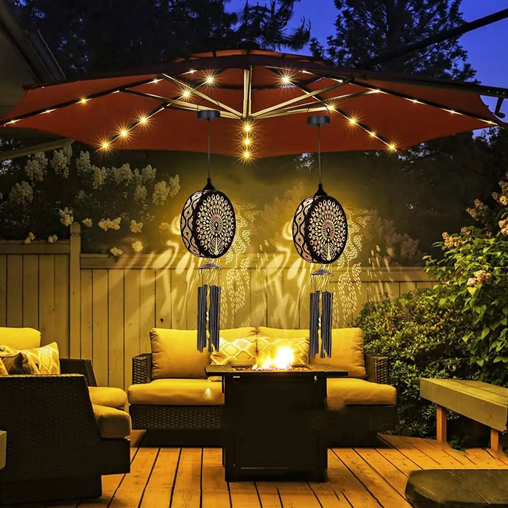 

Solar Wind Chimes for Outside, 43 Peacock Hanging Wind Chime Lantern with Wire, Deep Tone Memorial Wind Chime Decoration for Hom